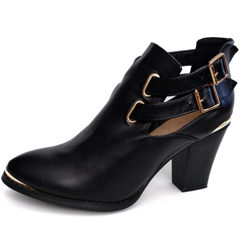 Women Block Heel Ankle Boots, Size 9, Black